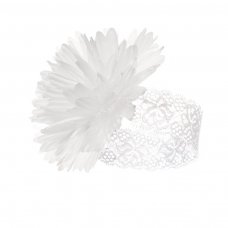 HB100-W: White Lace Headband w/Flower